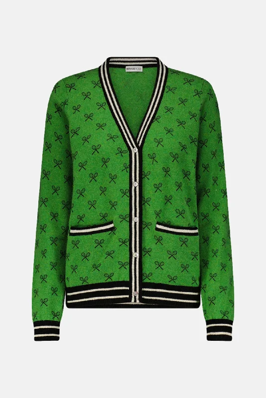 Tennis Club Print Cardigan Golf Green