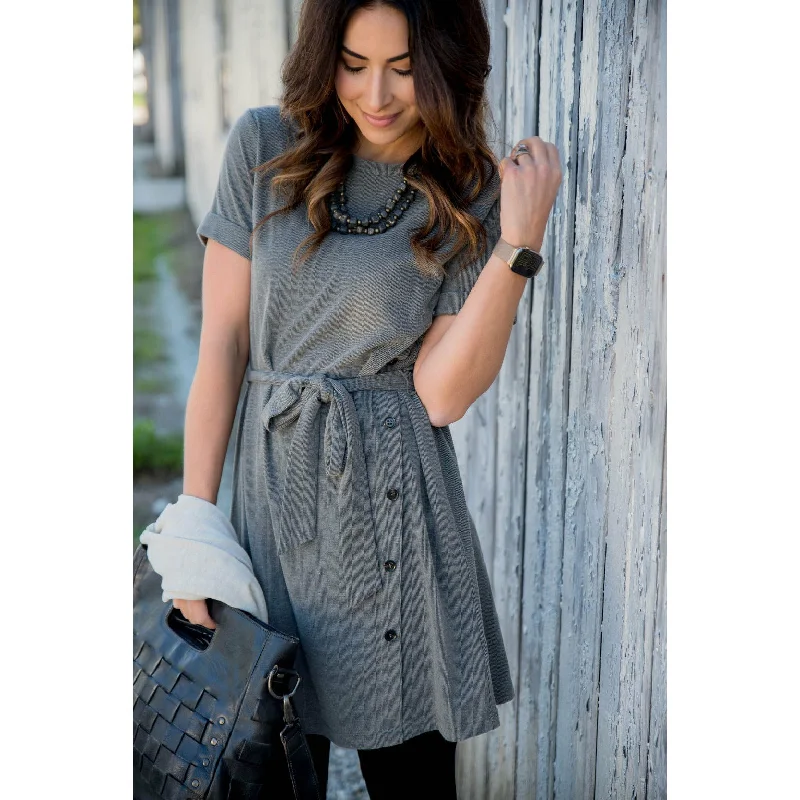 Side Button Tie Dress