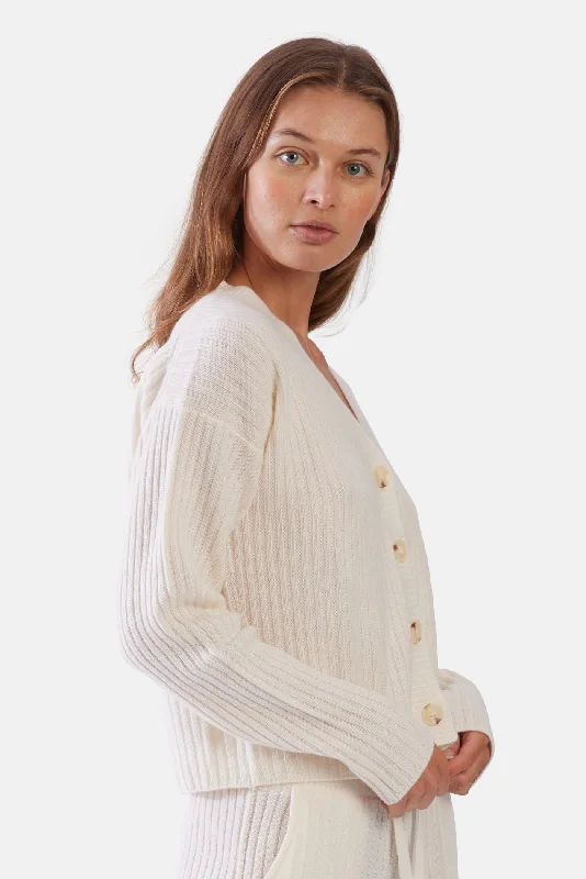 Beatrice Ribbed Cardigan Eggshell