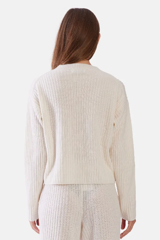 Beatrice Ribbed Cardigan Eggshell