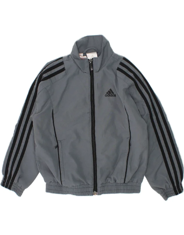 Men's Coats with Embroidered DetailsADIDAS Boys Graphic Tracksuit Top Jacket 5-6 Years Grey Polyester Men's Coats with Embroidered DetailsADIDAS Boys Graphic Tracksuit Top Jacket 5-6 Years Grey Polyester