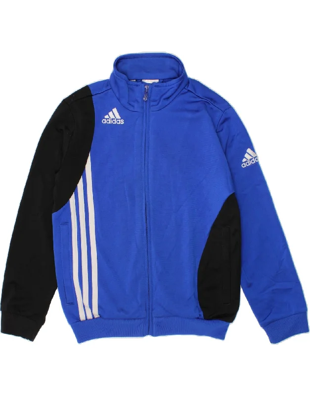 Designer Men's OvercoatsADIDAS Boys Tracksuit Top Jacket 5-6 Years Blue Colourblock Polyester Designer Men's OvercoatsADIDAS Boys Tracksuit Top Jacket 5-6 Years Blue Colourblock Polyester