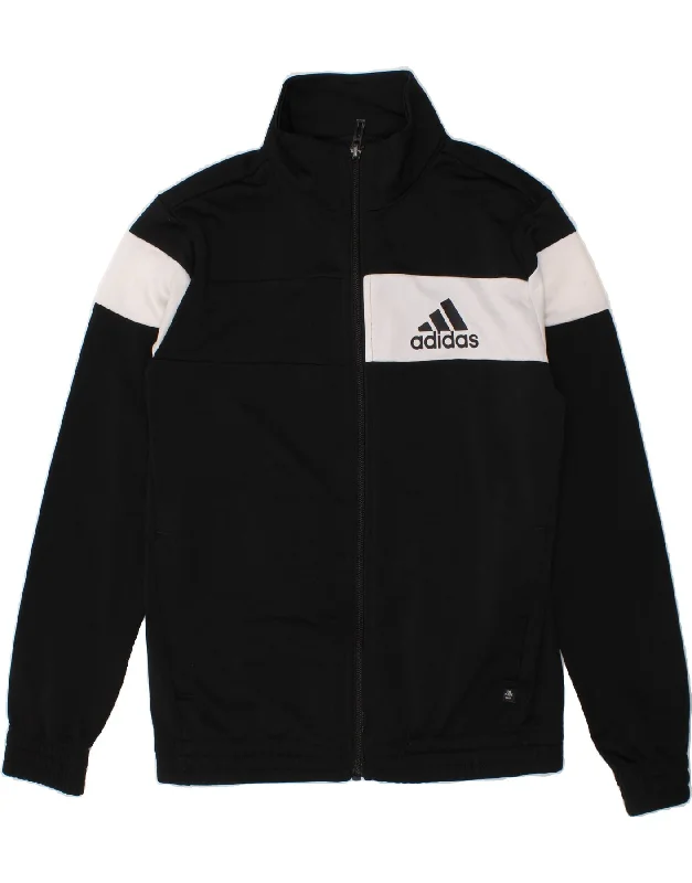 Durable Men's Car CoatsADIDAS Boys Tracksuit Top Jacket 9-10 Years Black Colourblock Polyester