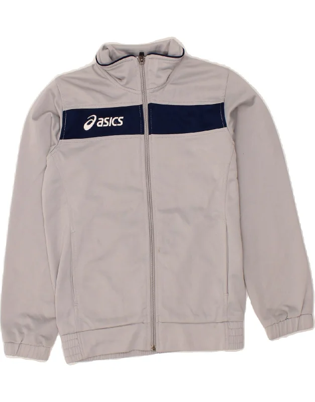 Modern Men's Field JacketsASICS Boys Graphic Tracksuit Top Jacket 7-8 Years Grey