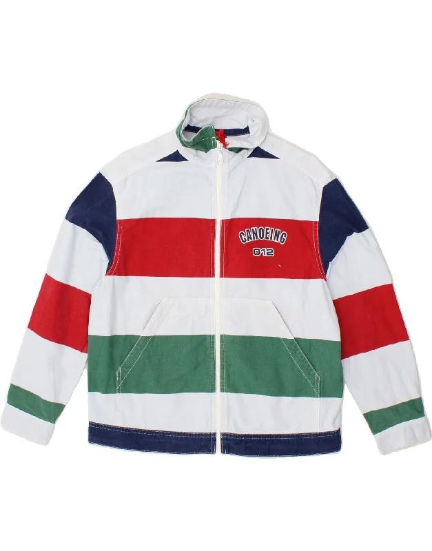 Weather-Resistant Men's CoatsBENETTON Boys Graphic Bomber Jacket 8-9 Years Large Multicoloured Striped Weather-Resistant Men's CoatsBENETTON Boys Graphic Bomber Jacket 8-9 Years Large Multicoloured Striped