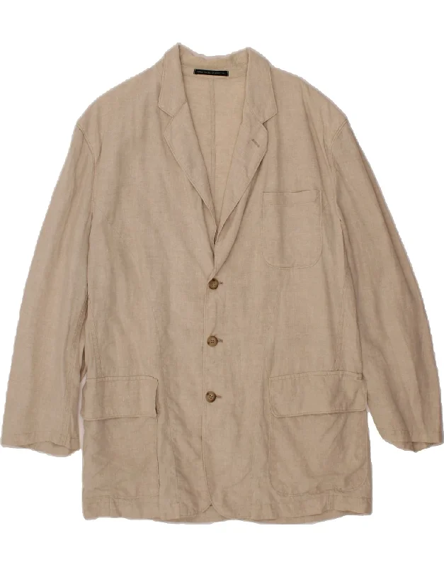 Men's Coats for City WearBENETTON Mens 3 Button Blazer Jacket IT 50 Large Beige Linen