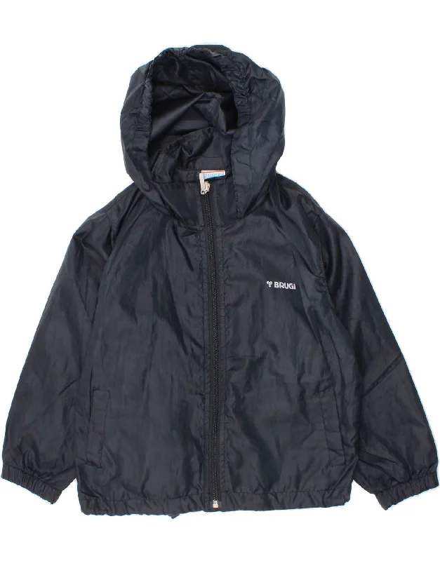 Lightweight Men's WindbreakersBRUGI Boys Hooded Rain Jacket 3-4 Years Navy Blue
