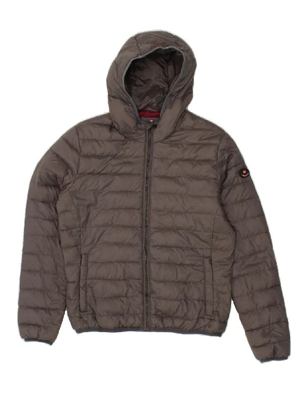 Cool Men's Pea CoatsCANADIENS Mens Hooded Padded Jacket UK 36 Small Grey Polyamide
