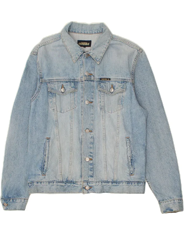Men's Coats with Snap ButtonsCARRERA Mens Denim Jacket UK 40 Large Blue Cotton
