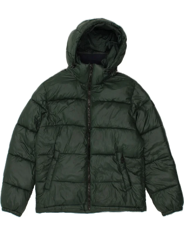 Best Men's Leather CoatsCELIO Mens Hooded Padded Jacket UK 40 Large Green Polyamide