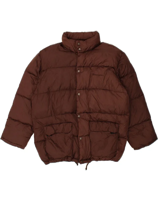 Casual Men's Bomber JacketsCHAMPION Mens Hooded Padded Jacket UK 42 XL Brown Nylon