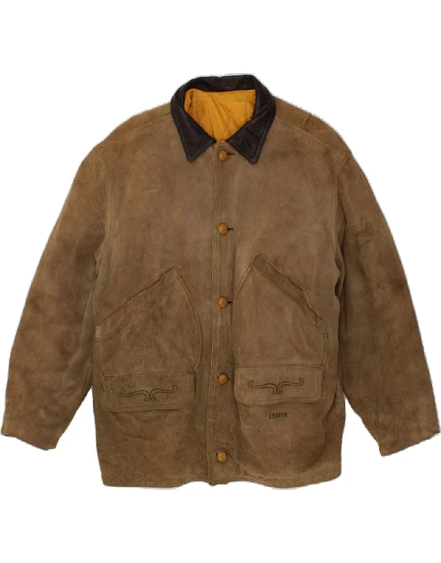Lightweight Men's WindbreakersCHARRO Mens Leather Jacket UK 40 Large Brown Cotton