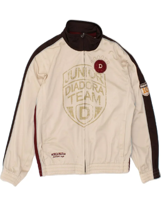 Designer Men's OvercoatsDIADORA Boys Graphic Tracksuit Top Jacket 12-13 Years Off White Designer Men's OvercoatsDIADORA Boys Graphic Tracksuit Top Jacket 12-13 Years Off White