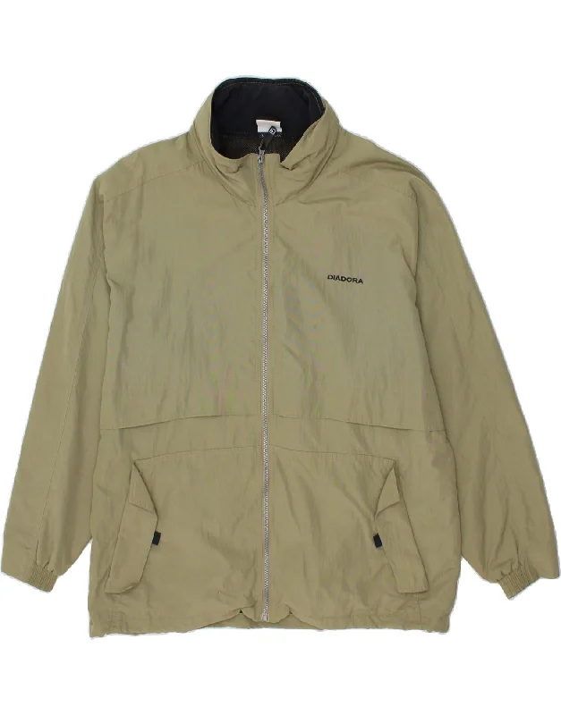 Men's Coats for HikingDIADORA Mens Hooded Rain Jacket UK 42 XL Green Polyamide