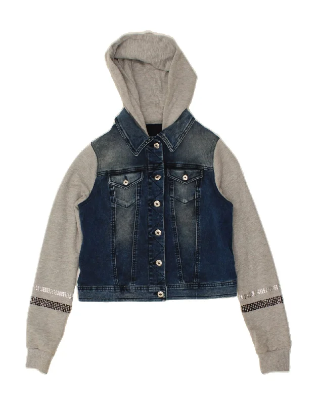 Affordable Men's Winter CoatsDIESEL Girls Hooded Denim Jacket 13-14 Years Blue Colourblock Cotton Affordable Men's Winter CoatsDIESEL Girls Hooded Denim Jacket 13-14 Years Blue Colourblock Cotton