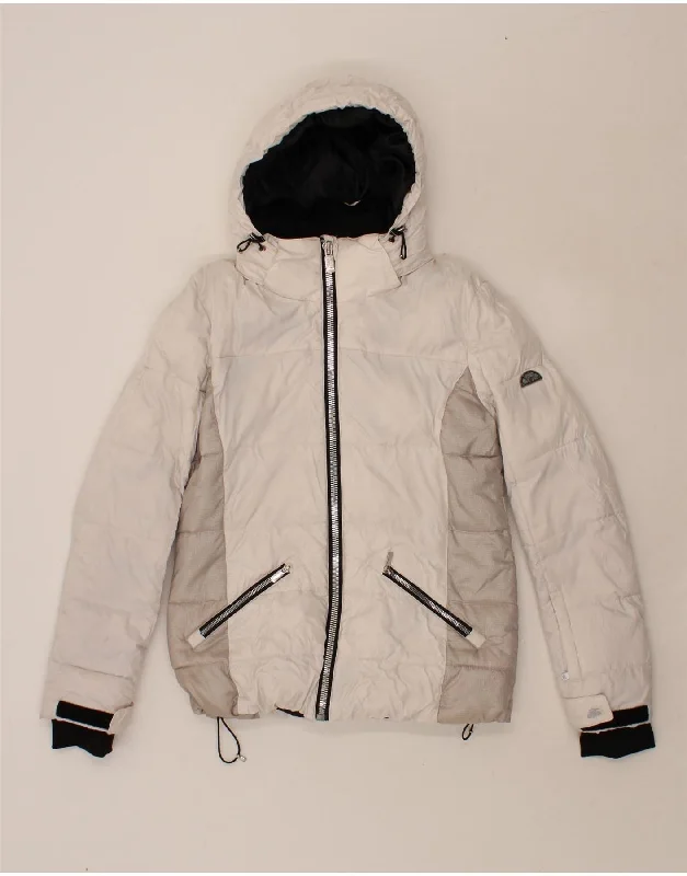 Men's Coats for Short MenELLESSE Mens Hooded Padded Jacket UK 36 Small White Colourblock Polyamide