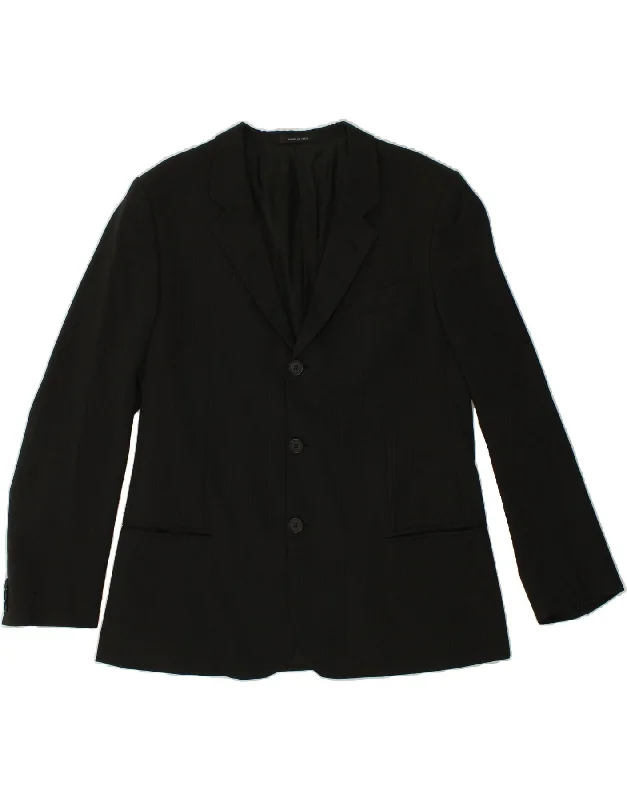 Winter-Ready Men's CoatsEMPORIO ARMANI Mens 3 Button Blazer Jacket UK 38 Medium Black Striped Wool Winter-Ready Men's CoatsEMPORIO ARMANI Mens 3 Button Blazer Jacket UK 38 Medium Black Striped Wool