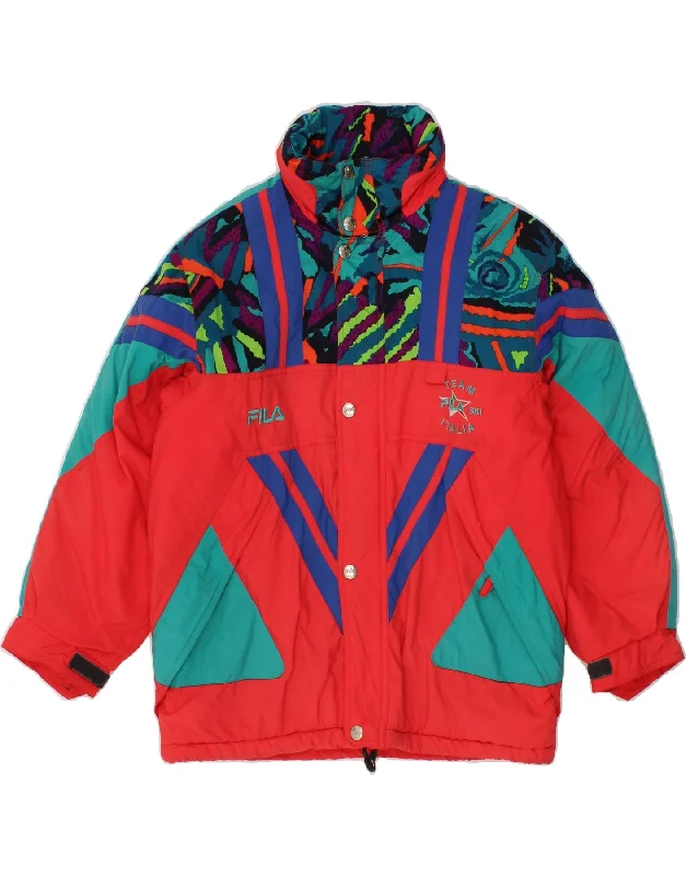 Men's Coats with Adjustable SleevesFILA Boys Abstract Pattern Ski Jacket 11-12 Years Red Colourblock Men's Coats with Adjustable SleevesFILA Boys Abstract Pattern Ski Jacket 11-12 Years Red Colourblock