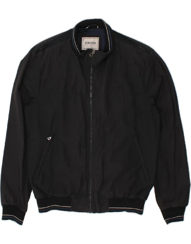 Men's Coats with Flannel LiningGEOX Mens Bomber Jacket UK 42 XL Black Cotton
