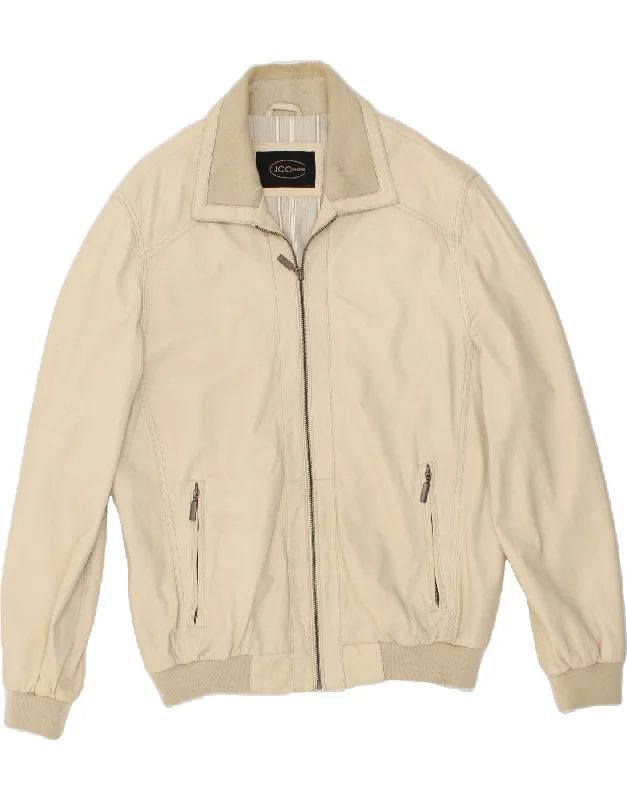 Men's Coats with Magnetic ClosuresJCC Mens Bomber Leather Jacket IT 52 XL Beige Leather Men's Coats with Magnetic ClosuresJCC Mens Bomber Leather Jacket IT 52 XL Beige Leather