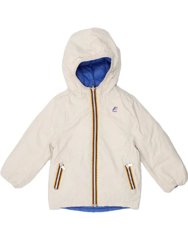 Weather-Resistant Men's CoatsK-WAY Boys Hooded Reversible Padded Jacket 2-3 Years White Polyamide Weather-Resistant Men's CoatsK-WAY Boys Hooded Reversible Padded Jacket 2-3 Years White Polyamide