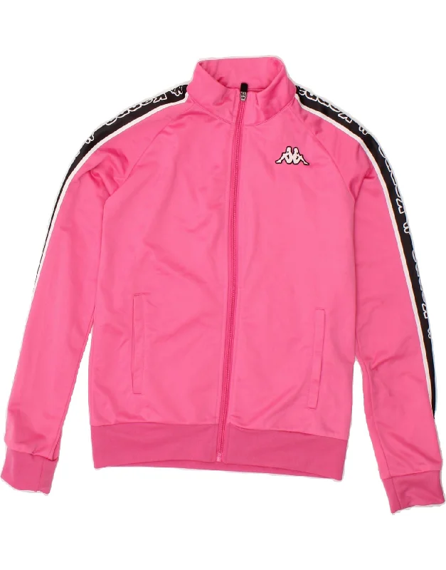 Men's Coats for City WearKAPPA Girls Graphic Tracksuit Top Jacket 13-14 Years Pink Colourblock