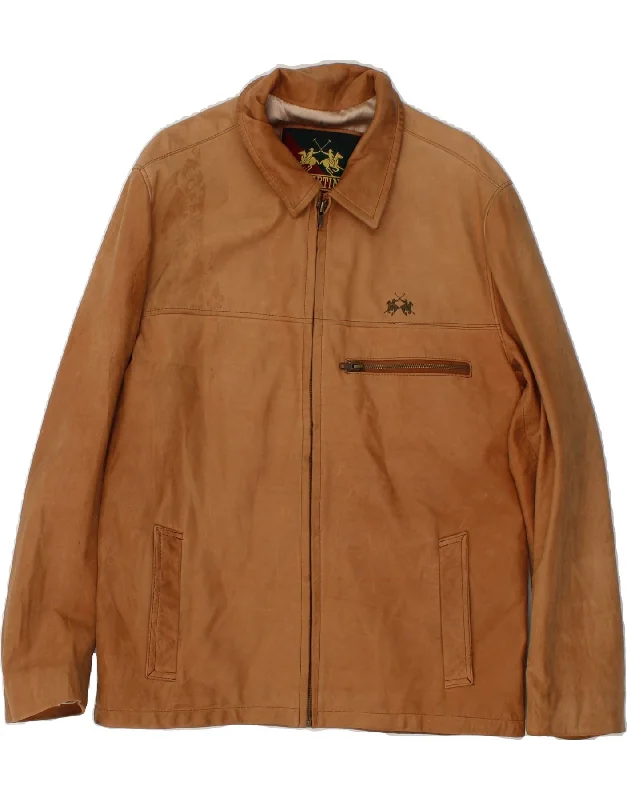Men's Coats for Skinny MenLA MARTINA Mens Leather Jacket UK 42 XL Brown Leather