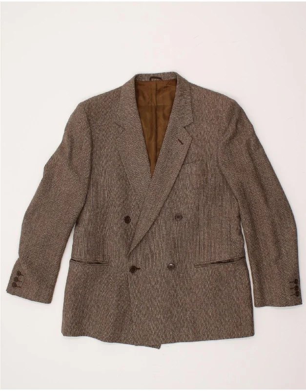 Men's Coats with Relaxed FitsLEBOLE Mens Double Breasted Blazer Jacket UK 36 Small Brown Pinstripe