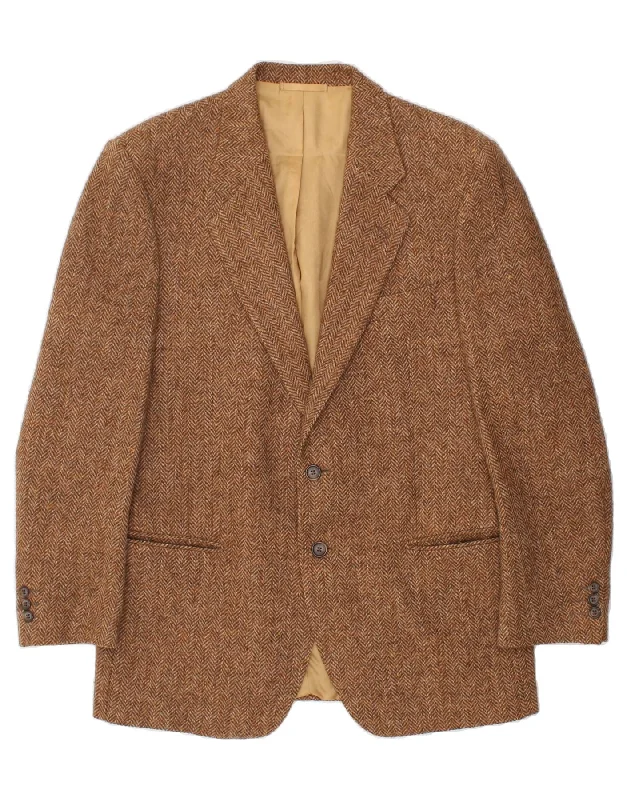 Men's Coats with Synthetic InsulationLUBIAM Mens 2 Button Blazer Jacket IT 52 XL Brown Herringbone Wool