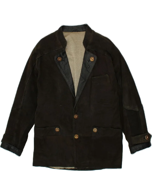 Men's Coats with Fur TrimMADDOX Mens Leather Jacket UK 38 Medium Green Leather