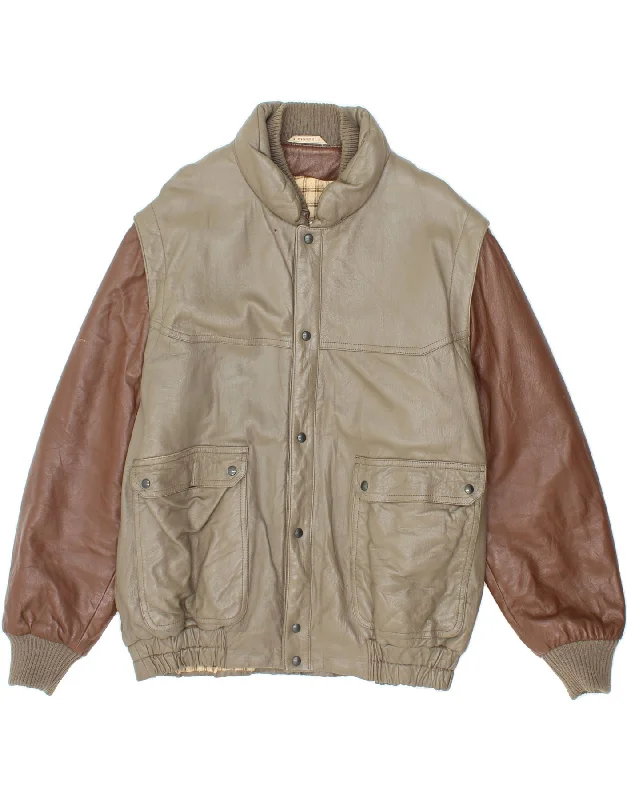 Men's Coats with Convertible CollarsMONPEL Mens Leather Jacket IT 50 Large Brown Colourblock Leather Men's Coats with Convertible CollarsMONPEL Mens Leather Jacket IT 50 Large Brown Colourblock Leather