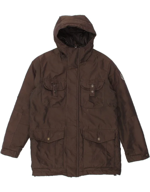 Warm Men's Down JacketsNORTH SAILS Mens Hooded Utility Jacket UK 38 Medium Brown Polyester