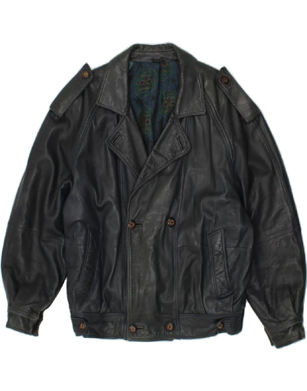 Men's Coats with Patchwork DesignsPANCALDI & B Mens Leather Jacket IT 50 Large Black Leather