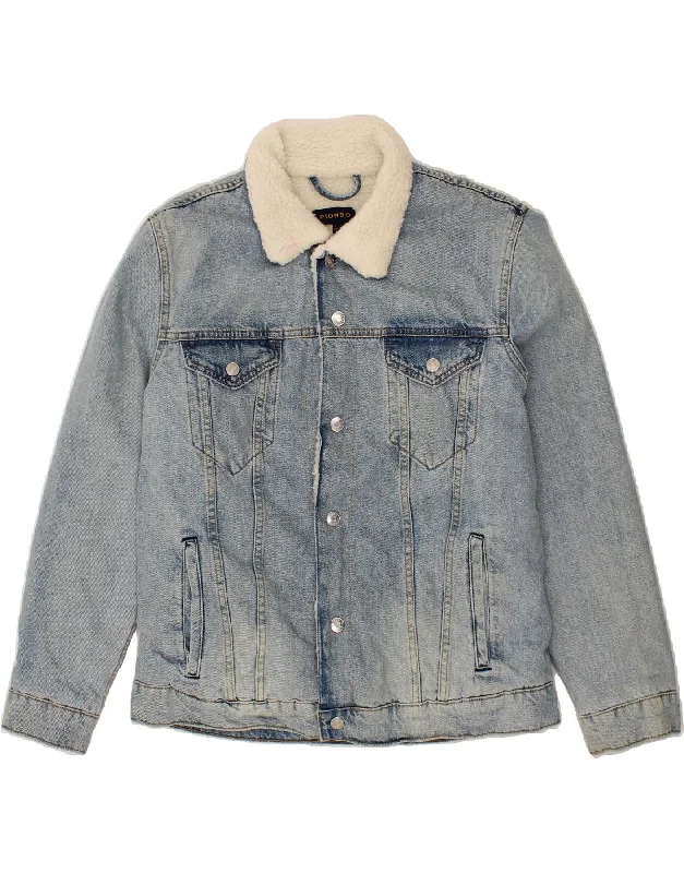 Men's Coats for Tall MenPIOMBO Mens Denim Sherpa Jacket UK 40 Large Blue Cotton