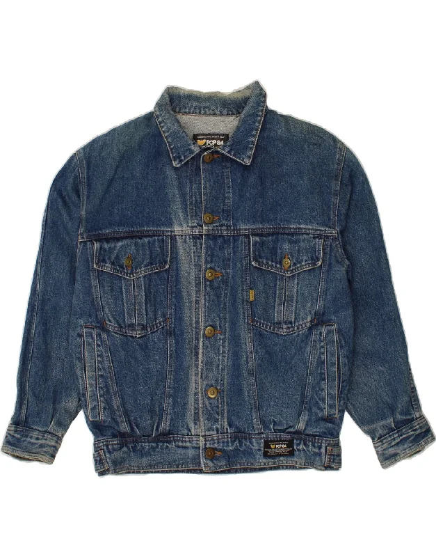 High-Quality Men's Duffle CoatsPOP 84 Mens Denim Jacket UK 38 Medium Blue Cotton