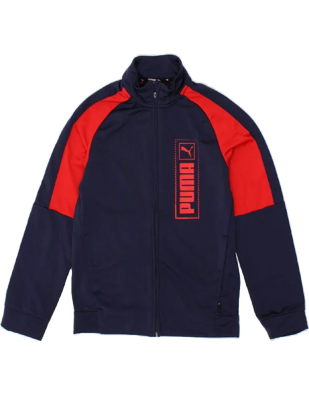 Men's Coats for Rainy WeatherPUMA Boys Graphic Tracksuit Top Jacket 11-12 Years  Navy Blue Colourblock