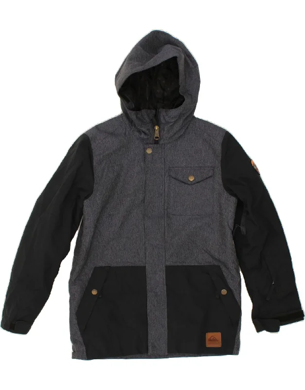 Men's Coats for Casual WearQUIKSILVER Boys Hooded Rain Jacket 11-12 Years Large Grey Colourblock Men's Coats for Casual WearQUIKSILVER Boys Hooded Rain Jacket 11-12 Years Large Grey Colourblock