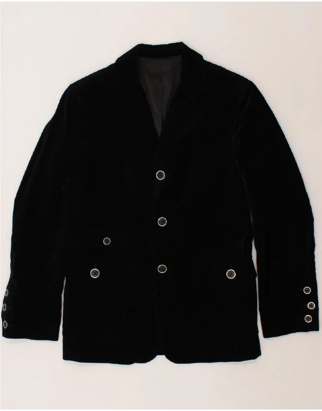 Men's Coats for SpringSASCH Mens 3 Button Blazer Jacket IT 46 Small Black Cotton