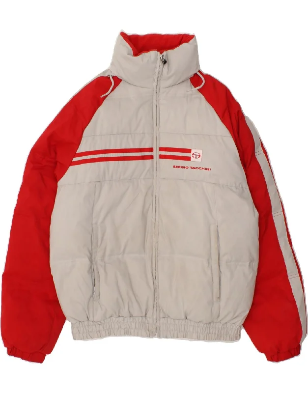 Men's Coats for Cold WeatherSERGIO TACCHINI Mens Hooded Padded Jacket UK 36 Small Grey Colourblock