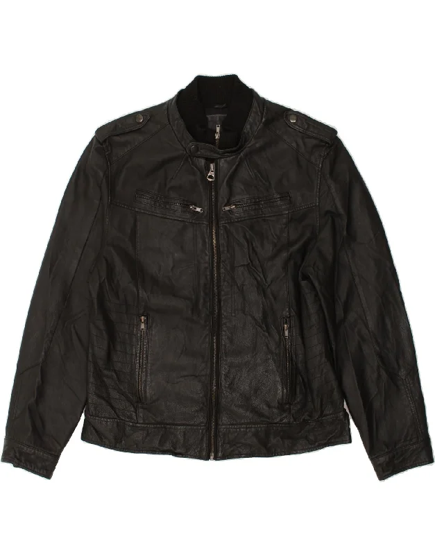 Waterproof Men's ParkasTREND Mens Leather Jacket IT 54 2XL Black Leather