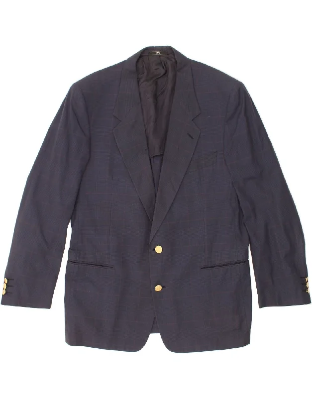 Men's Coats for SpringVALENTINO Mens 2 Button Blazer Jacket IT 52 XL Navy Blue Check Cotton Men's Coats for SpringVALENTINO Mens 2 Button Blazer Jacket IT 52 XL Navy Blue Check Cotton