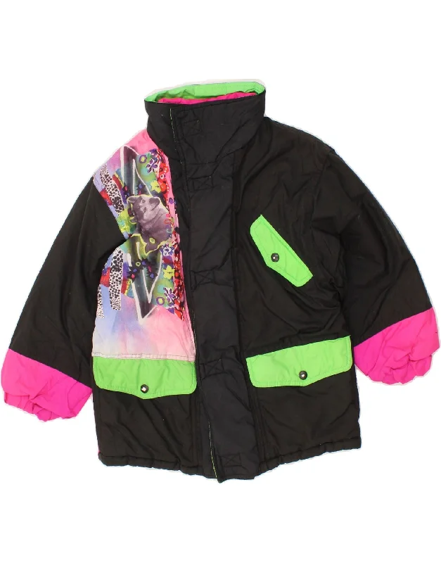 Men's Coats with Snap ButtonsVINTAGE Girls Graphic Windbreaker Jacket 7-8 Years Black Colourblock Men's Coats with Snap ButtonsVINTAGE Girls Graphic Windbreaker Jacket 7-8 Years Black Colourblock