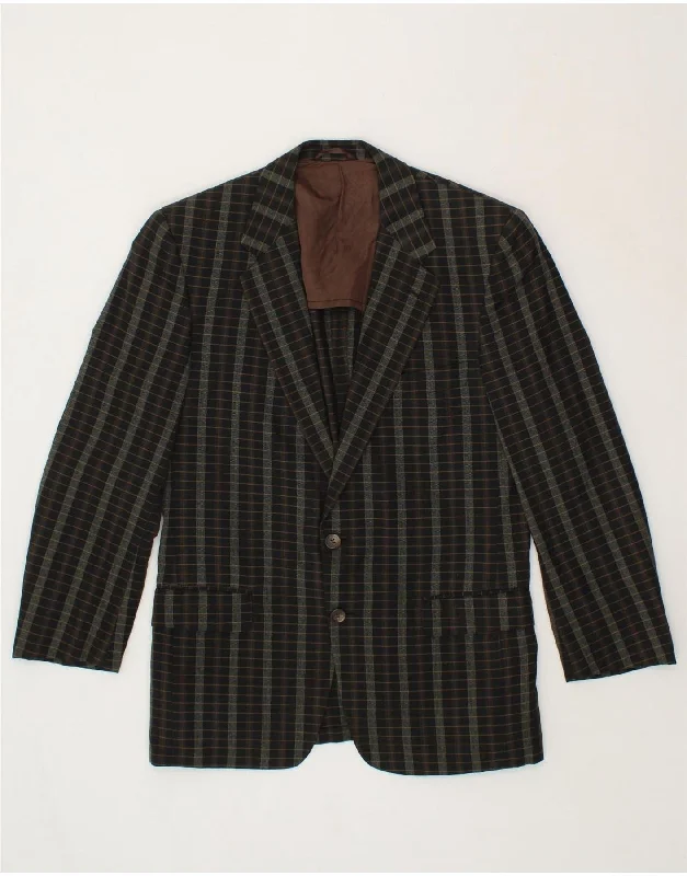 Men's Coats with Reflective StripesVINTAGE Mens 2 Button Blazer Jacket IT 46 Small Brown Striped Cotton