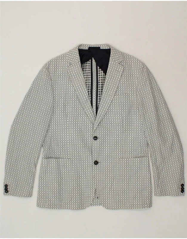 Elegant Men's Wool CoatsVINTAGE Mens 2 Button Blazer Jacket IT 52 XL Grey Geometric Cotton Elegant Men's Wool CoatsVINTAGE Mens 2 Button Blazer Jacket IT 52 XL Grey Geometric Cotton