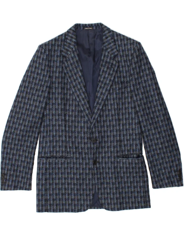 Men's Coats with Inner PocketsVINTAGE Mens 2 Button Blazer Jacket UK 38 Medium Navy Blue Check Wool Men's Coats with Inner PocketsVINTAGE Mens 2 Button Blazer Jacket UK 38 Medium Navy Blue Check Wool