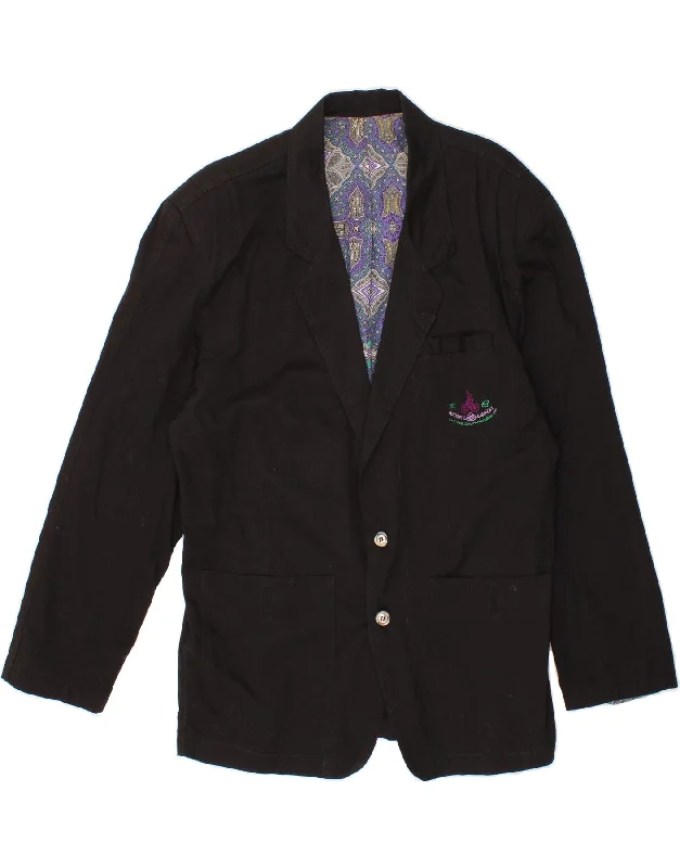 Men's Coats Made in ItalyVINTAGE Mens 2 Button Blazer Jacket UK 40 Large Black