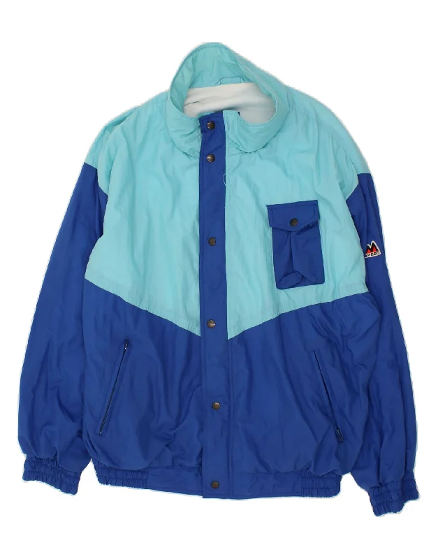 Men's Coats for Mild WeatherVINTAGE Mens Bomber Jacket UK 42 XL Blue Colourblock Polyester Men's Coats for Mild WeatherVINTAGE Mens Bomber Jacket UK 42 XL Blue Colourblock Polyester