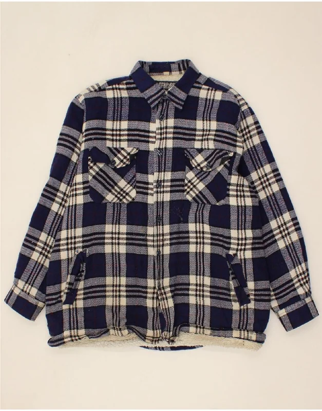 Practical Men's RaincoatsVINTAGE Mens Bomber Sherpa Jacket UK 40 Large Navy Blue Check Practical Men's RaincoatsVINTAGE Mens Bomber Sherpa Jacket UK 40 Large Navy Blue Check