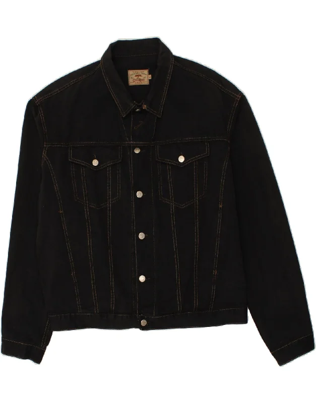 High-Quality Men's Duffle CoatsVINTAGE Mens Denim Jacket UK  42  XL  Black Cotton
