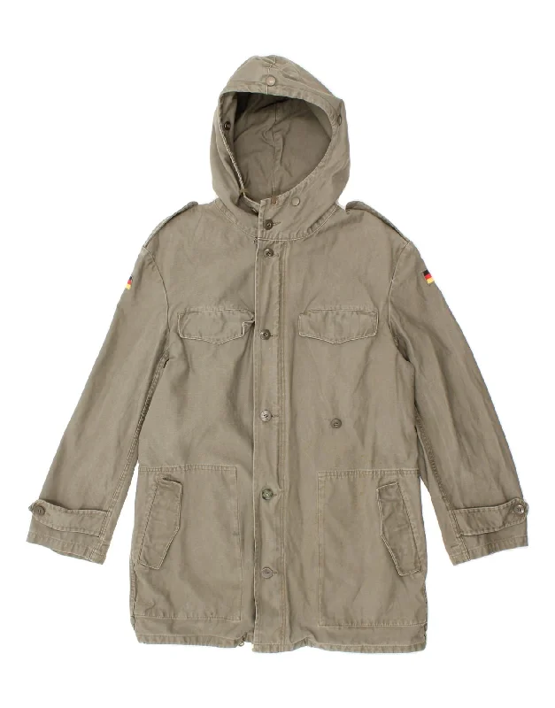 Men's Coats with ButtonsVINTAGE Mens Hooded Parka Jacket UK 38 Medium Khaki